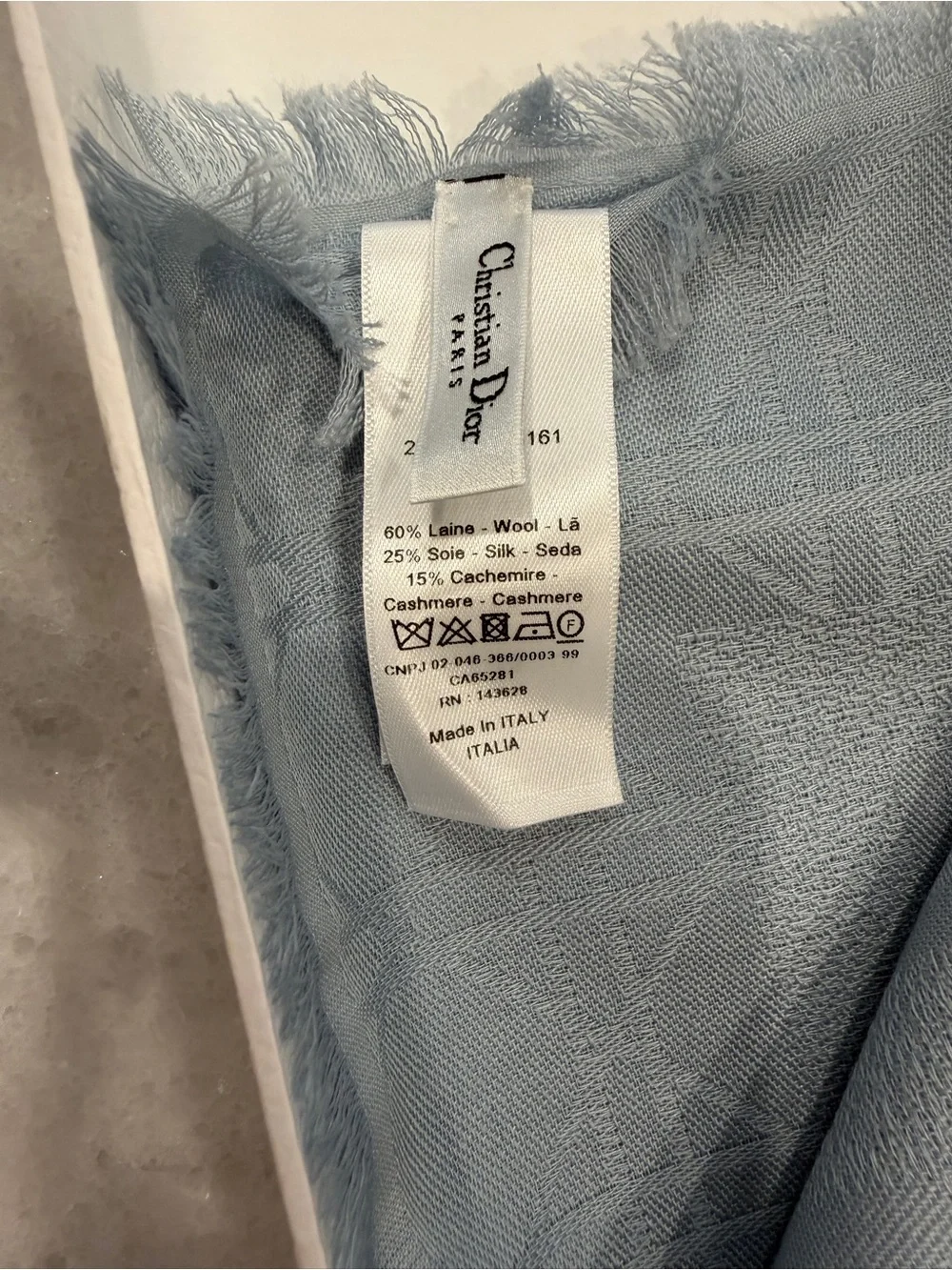 Dior blue wool/silk scarf